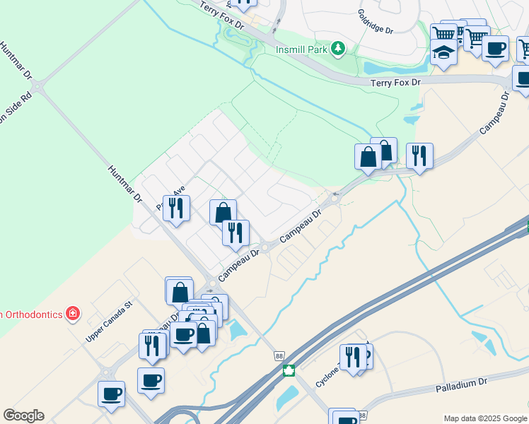 map of restaurants, bars, coffee shops, grocery stores, and more near in Ottawa