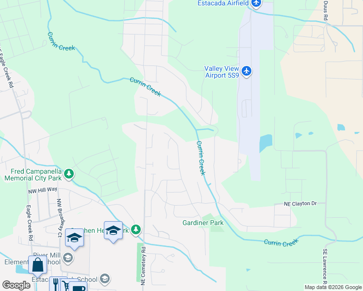 map of restaurants, bars, coffee shops, grocery stores, and more near 1680 Northeast Gardiner Drive in Estacada