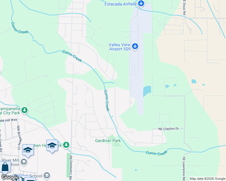 map of restaurants, bars, coffee shops, grocery stores, and more near 1815 Northeast Currin Creek Drive in Estacada
