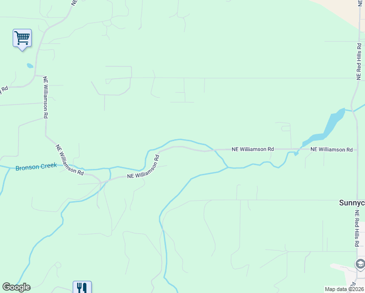 map of restaurants, bars, coffee shops, grocery stores, and more near Northeast Williamson Road in Yamhill County