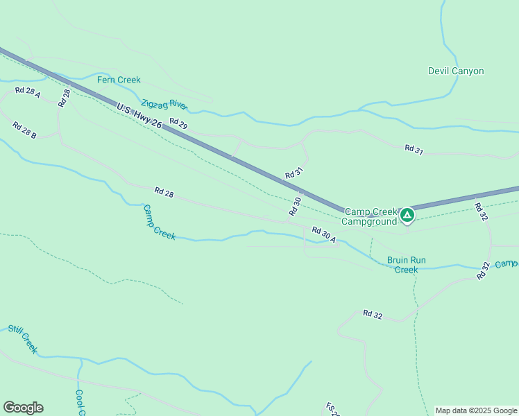map of restaurants, bars, coffee shops, grocery stores, and more near 76487 Road 30 in Rhododendron
