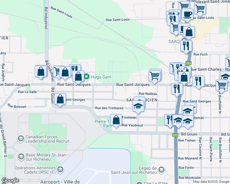 map of restaurants, bars, coffee shops, grocery stores, and more near 189 Rue Black in Saint-Jean-sur-Richelieu