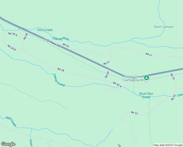 map of restaurants, bars, coffee shops, grocery stores, and more near 76487 Road 30 in Rhododendron