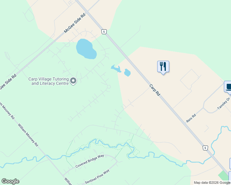 map of restaurants, bars, coffee shops, grocery stores, and more near 524 Osmond Daley Drive in Ottawa