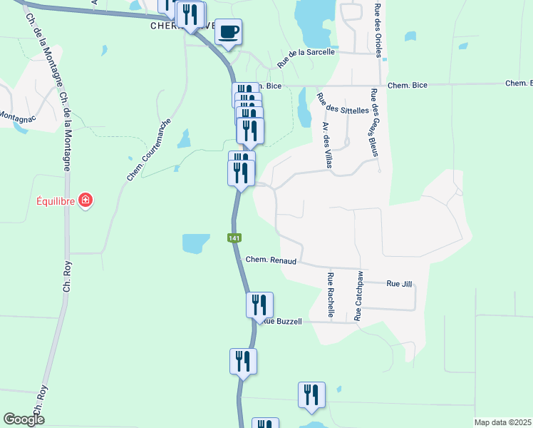 map of restaurants, bars, coffee shops, grocery stores, and more near 44 Avenue de l'Auberge in Orford