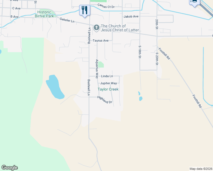 map of restaurants, bars, coffee shops, grocery stores, and more near 1906 Jupiter Way in La Grande