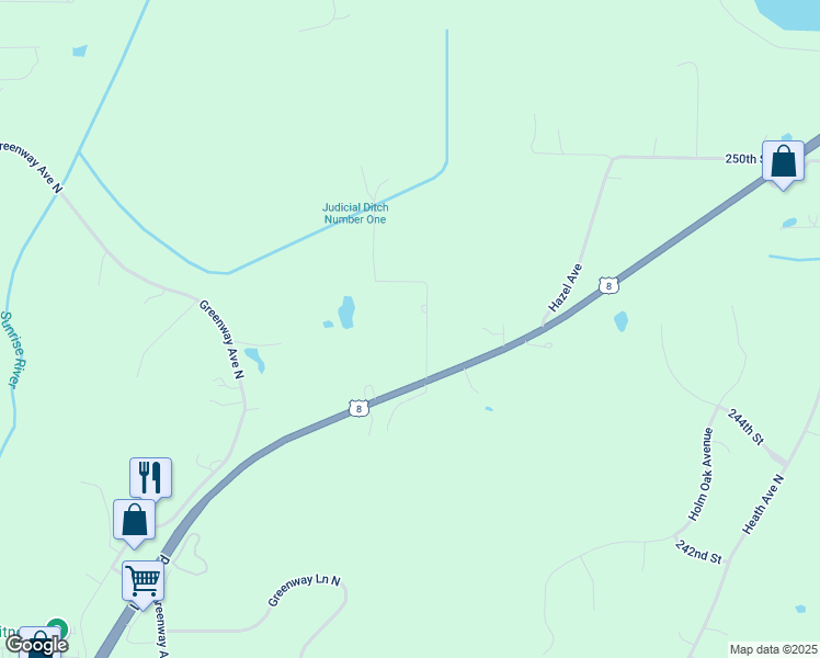 map of restaurants, bars, coffee shops, grocery stores, and more near 24626 Hamlet Avenue in Forest Lake
