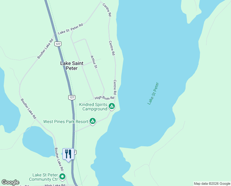 map of restaurants, bars, coffee shops, grocery stores, and more near 136 Centre Road in Lake Saint Peter