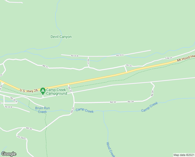map of restaurants, bars, coffee shops, grocery stores, and more near U.S. Highway 26 in Rhododendron