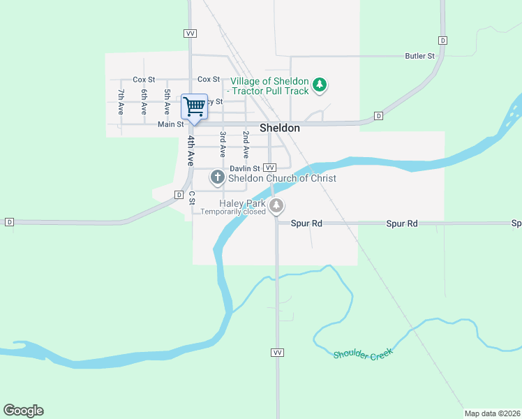 map of restaurants, bars, coffee shops, grocery stores, and more near W5592 Sargent Avenue in Sheldon