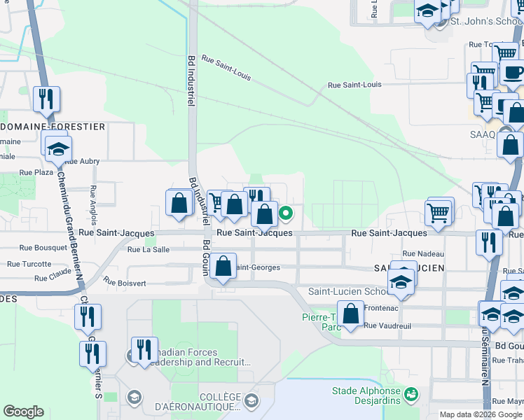 map of restaurants, bars, coffee shops, grocery stores, and more near 712 Rue Fredette in Saint-Jean-sur-Richelieu