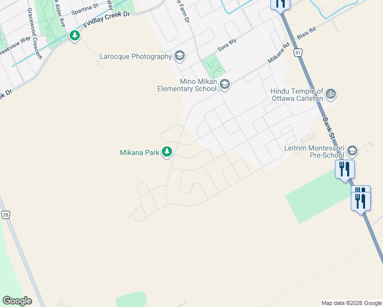 map of restaurants, bars, coffee shops, grocery stores, and more near in Ottawa