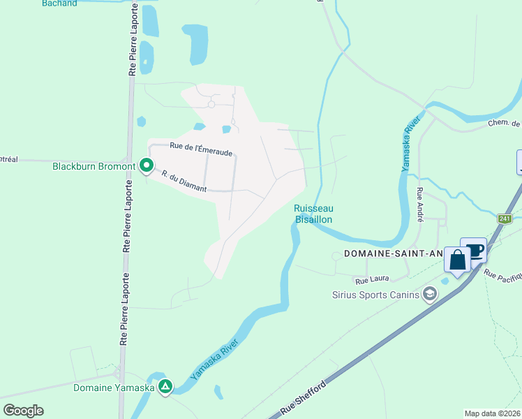 map of restaurants, bars, coffee shops, grocery stores, and more near 255 Rue Natura in Bromont