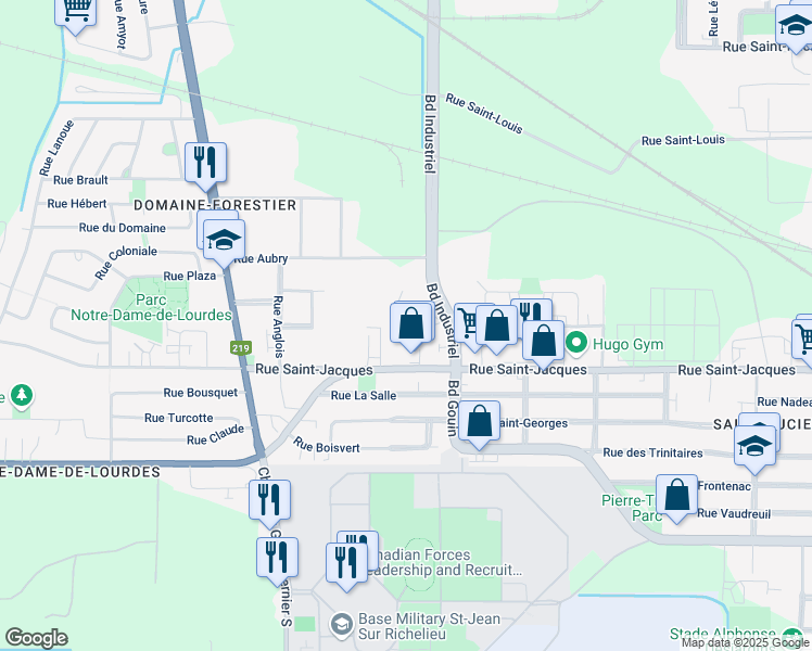 map of restaurants, bars, coffee shops, grocery stores, and more near in Saint-Jean-sur-Richelieu