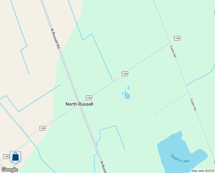 map of restaurants, bars, coffee shops, grocery stores, and more near 520 Route 100 in Russell