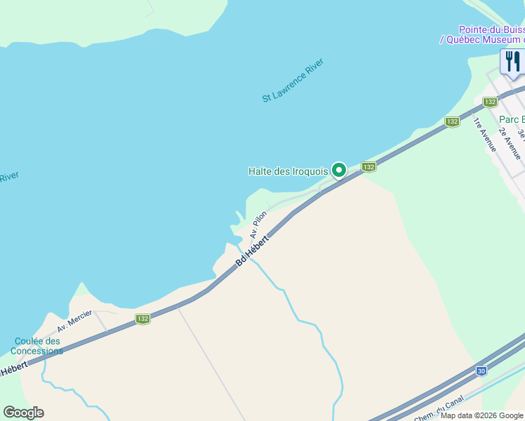 map of restaurants, bars, coffee shops, grocery stores, and more near 65 Avenue Pilon in Salaberry-de-Valleyfield