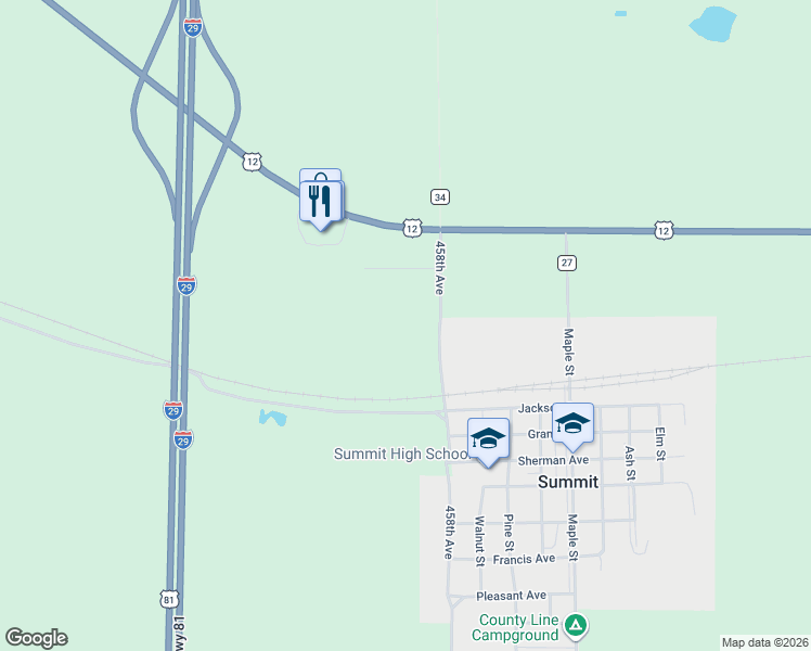 map of restaurants, bars, coffee shops, grocery stores, and more near 14317 Whipple Road in Summit