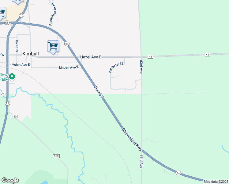 map of restaurants, bars, coffee shops, grocery stores, and more near 880 Poplar Drive Southeast in Kimball