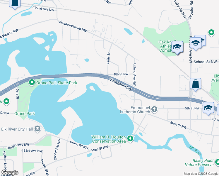 map of restaurants, bars, coffee shops, grocery stores, and more near 1903 6th Lane Northwest in Elk River