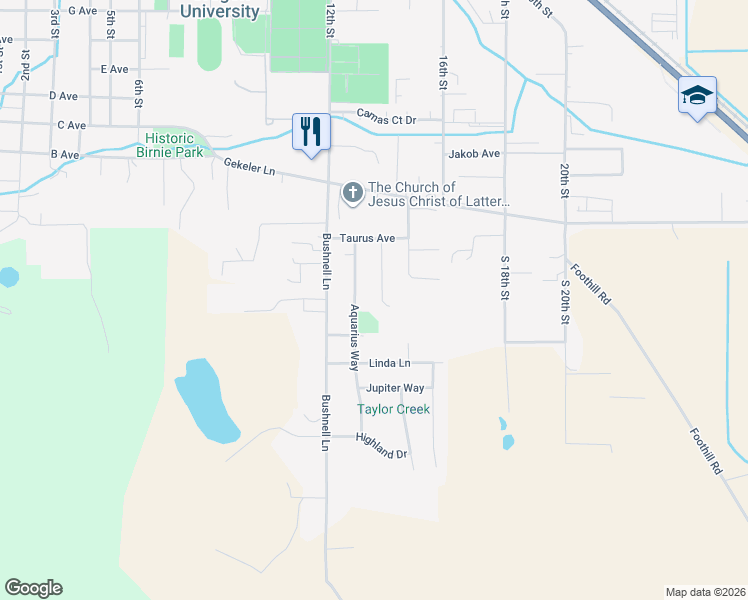 map of restaurants, bars, coffee shops, grocery stores, and more near 308 Scorpio Drive in La Grande