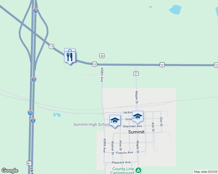 map of restaurants, bars, coffee shops, grocery stores, and more near 14317 Whipple Road in Summit