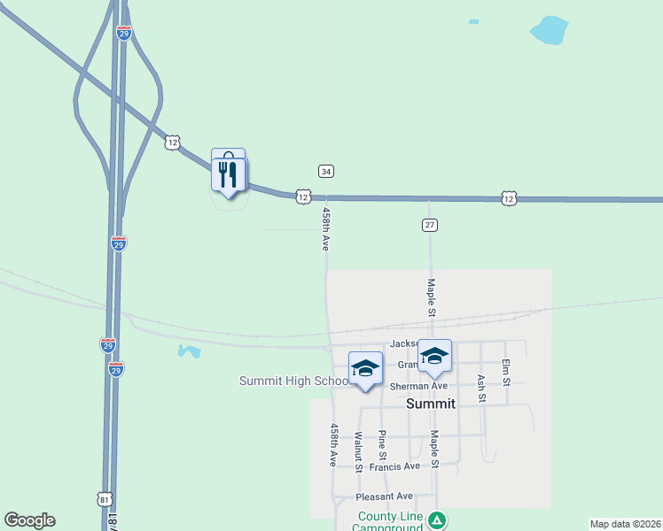 map of restaurants, bars, coffee shops, grocery stores, and more near 14317 Whipple Road in Summit