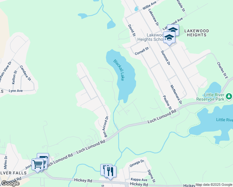 map of restaurants, bars, coffee shops, grocery stores, and more near 24 Old Lake Trail in Saint John