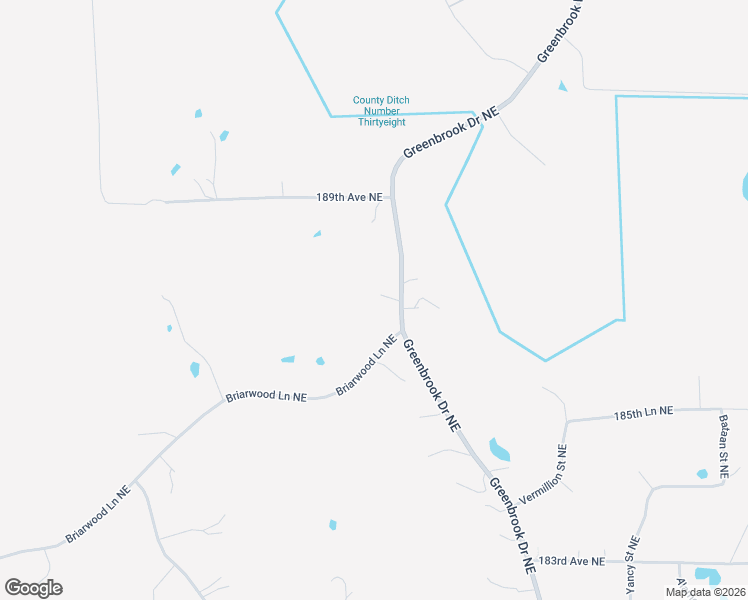 map of restaurants, bars, coffee shops, grocery stores, and more near 18726 Greenbrook Drive Northeast in East Bethel