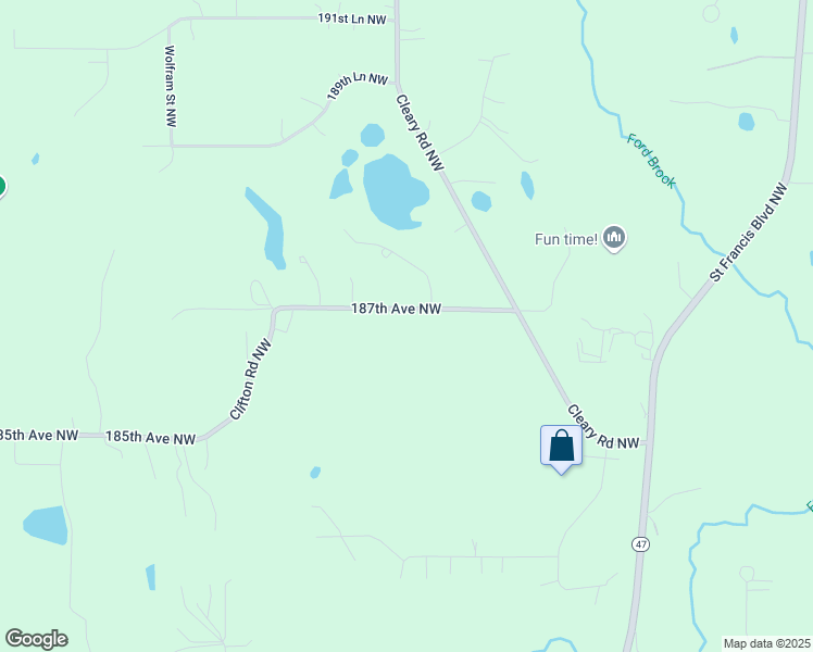 map of restaurants, bars, coffee shops, grocery stores, and more near 5980 187th Avenue Northwest in Anoka