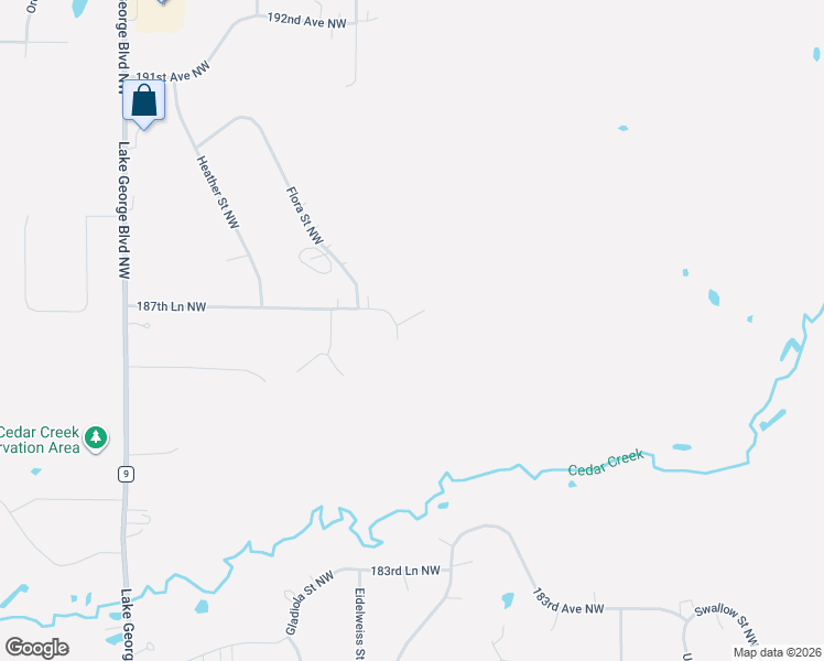 map of restaurants, bars, coffee shops, grocery stores, and more near 18691 Dahlia Street Northwest in Oak Grove