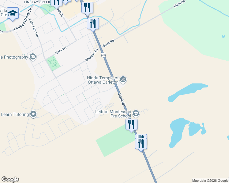 map of restaurants, bars, coffee shops, grocery stores, and more near 4836 Bank St in Ottawa