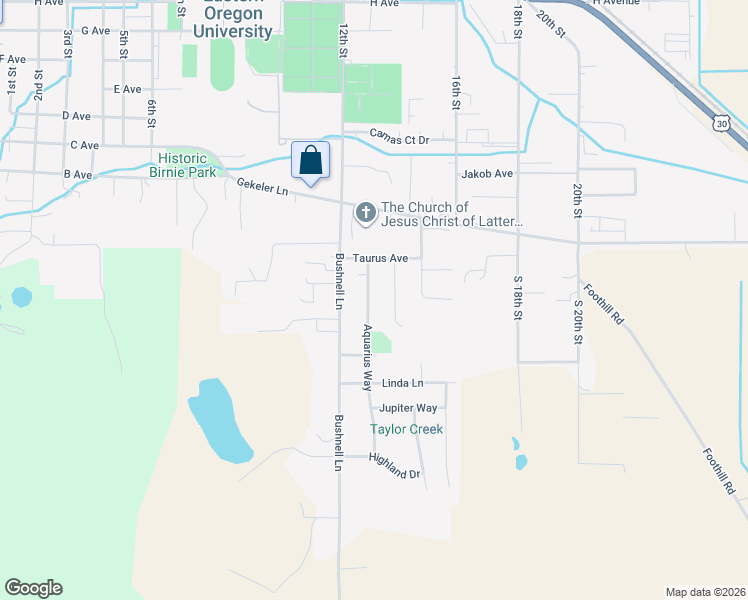 map of restaurants, bars, coffee shops, grocery stores, and more near 308 Scorpio Drive in La Grande