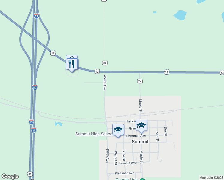 map of restaurants, bars, coffee shops, grocery stores, and more near 14317 Whipple Road in Summit