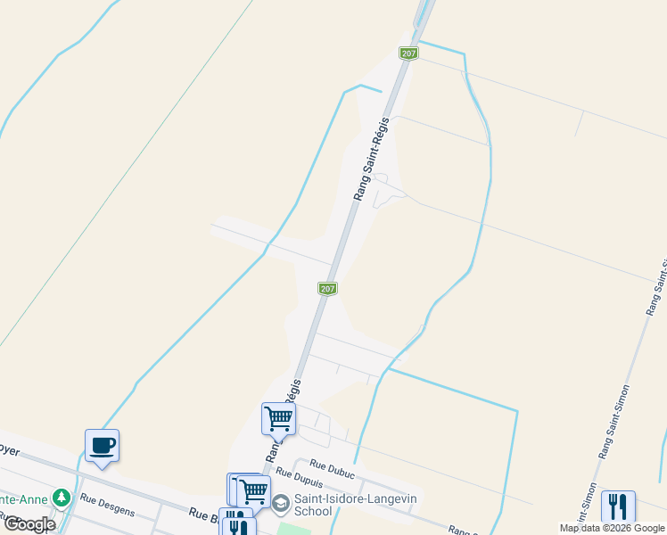 map of restaurants, bars, coffee shops, grocery stores, and more near 490 Rang Saint-Régis in Saint-Isidore-de-Laprairie