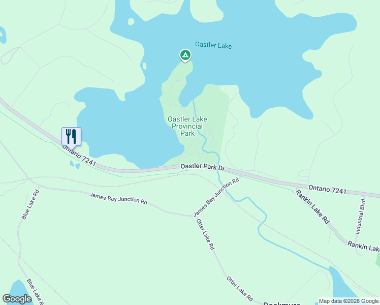 map of restaurants, bars, coffee shops, grocery stores, and more near 40 Loon Echo Trail in Parry Sound