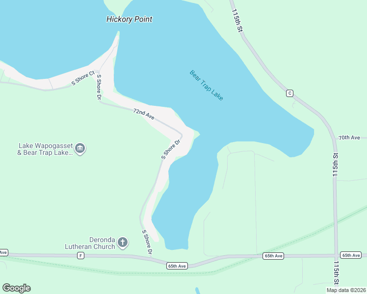 map of restaurants, bars, coffee shops, grocery stores, and more near 715 South Shore Drive in Amery