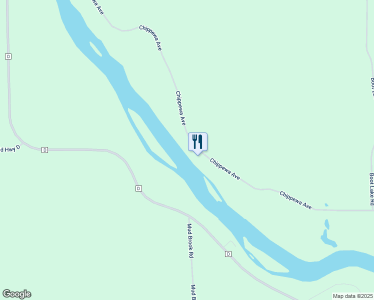 map of restaurants, bars, coffee shops, grocery stores, and more near N637 Chippewa Avenue in Holcombe