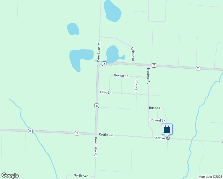 map of restaurants, bars, coffee shops, grocery stores, and more near 9638 Neveln Lane in Crivitz