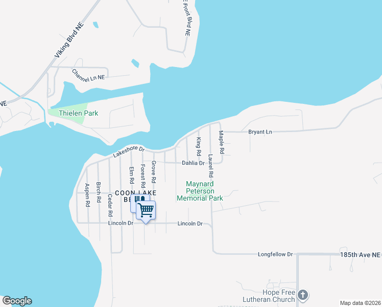 map of restaurants, bars, coffee shops, grocery stores, and more near 178 Juniper Road in East Bethel