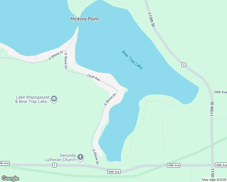 map of restaurants, bars, coffee shops, grocery stores, and more near 715 South Shore Drive in Amery