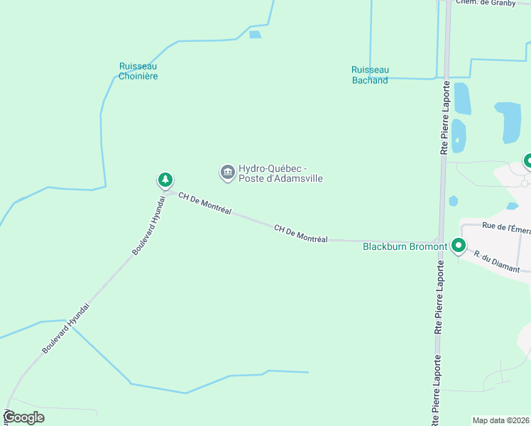 map of restaurants, bars, coffee shops, grocery stores, and more near Boulevard de Montréal in Bromont