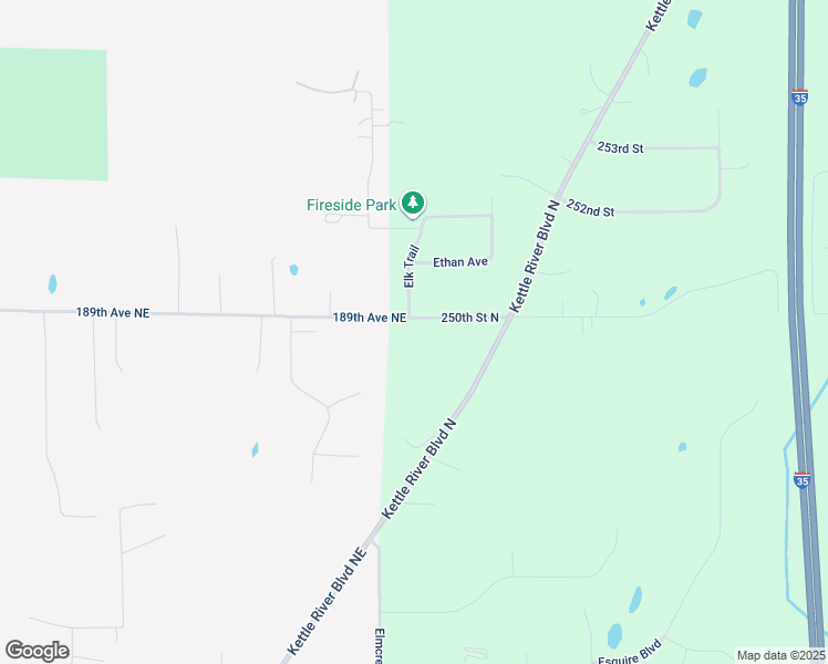 map of restaurants, bars, coffee shops, grocery stores, and more near 4379 250th Street North in Forest Lake