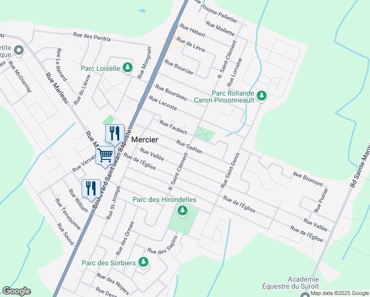 map of restaurants, bars, coffee shops, grocery stores, and more near 26 Rue Gaétan in Mercier