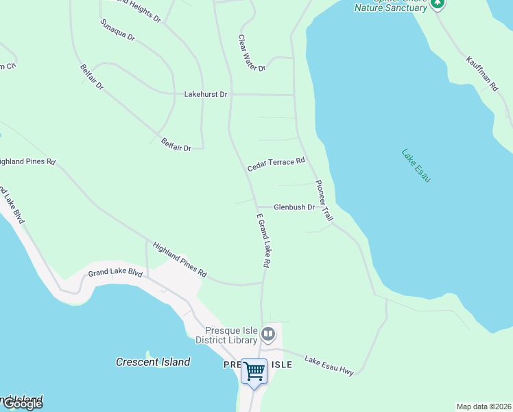 map of restaurants, bars, coffee shops, grocery stores, and more near 7322-7742 East Grand Lake Road in Presque Isle