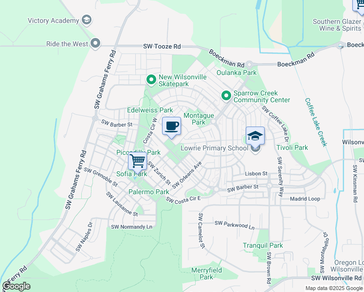 map of restaurants, bars, coffee shops, grocery stores, and more near in Wilsonville