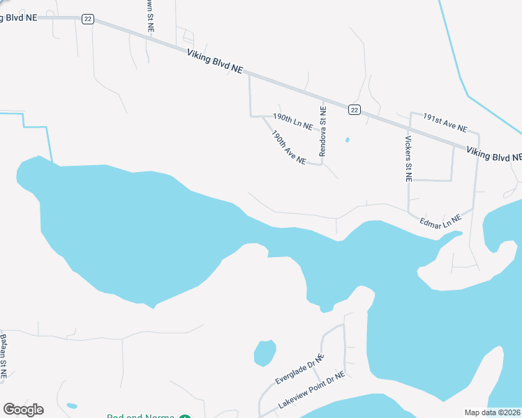 map of restaurants, bars, coffee shops, grocery stores, and more near 3442 Edmar Lane Northeast in East Bethel