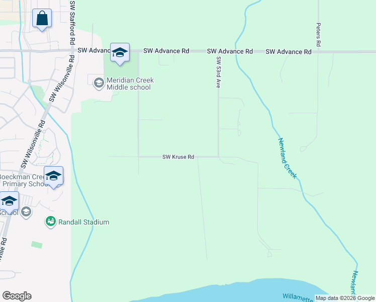 map of restaurants, bars, coffee shops, grocery stores, and more near 5691 Southwest Kruse Road in Wilsonville