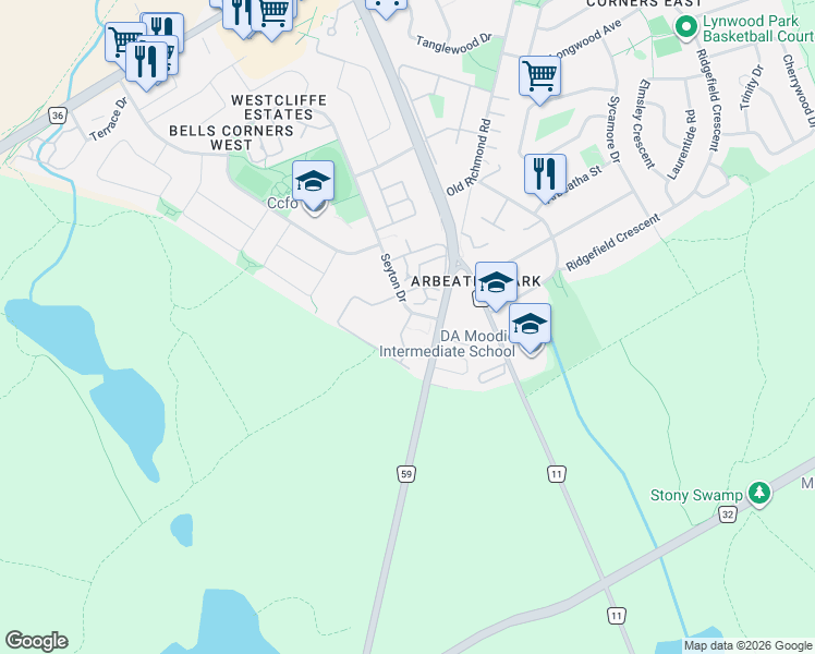 map of restaurants, bars, coffee shops, grocery stores, and more near in Ottawa