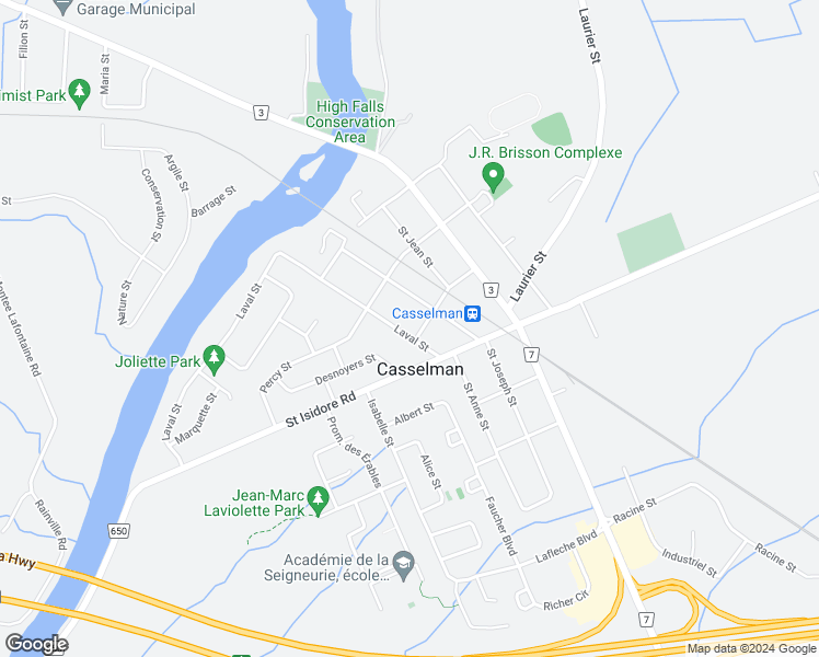 map of restaurants, bars, coffee shops, grocery stores, and more near 742 Laval Street in Casselman