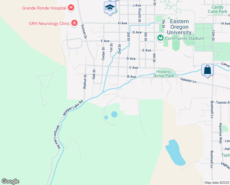 map of restaurants, bars, coffee shops, grocery stores, and more near 95 2nd Street in La Grande